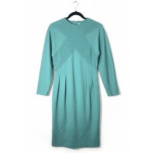 Vintage Neiman Marcus Le Crillon Teal Pintuck Sheath Dress - Size 6